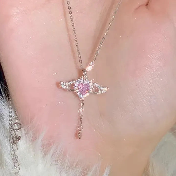 Angel Wings Heart Lariat Necklace 💖✨