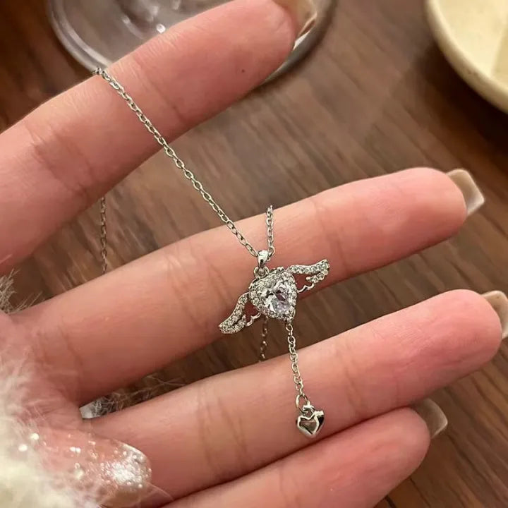 Angel Wings Heart Lariat Necklace 💖✨