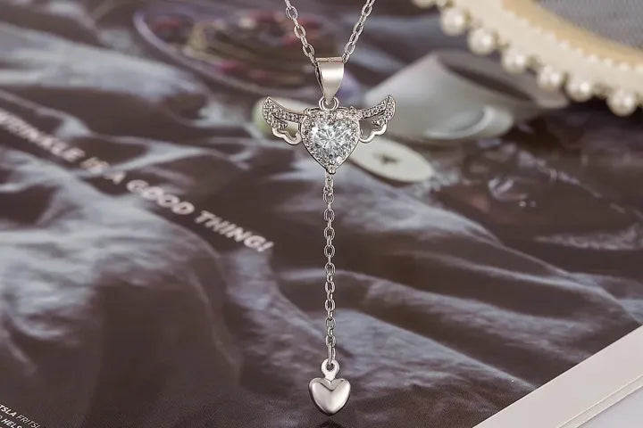 Angel Wings Heart Lariat Necklace 💖✨