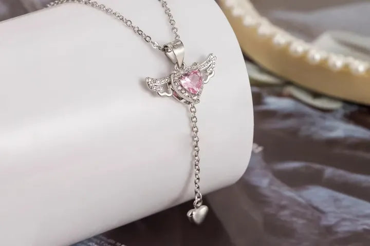 Angel Wings Heart Lariat Necklace 💖✨